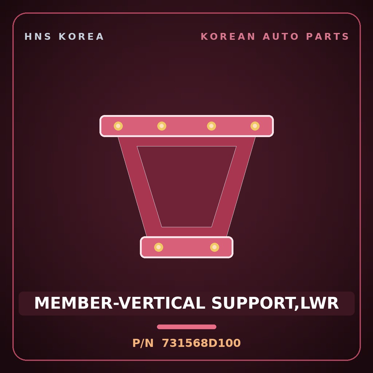 Genuine Mobis MEMBER-VERTICAL SUPPORT,LWR 731568D100 for Express 2006 HNS Parts Korea
