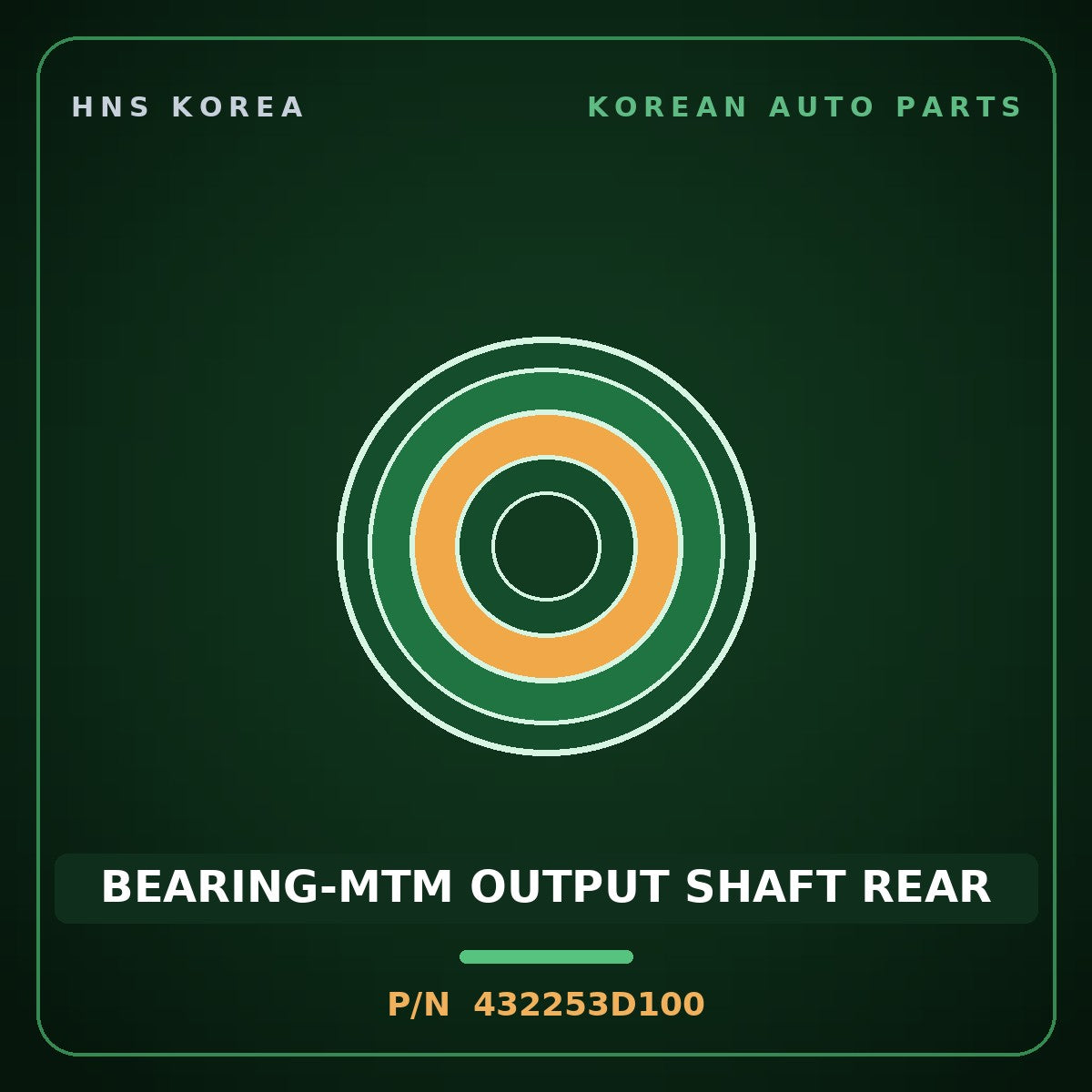 Genuine Mobis BEARING-MTM OUTPUT SHAFT REAR 432253D100 for Accent 2010 HNS Parts Korea