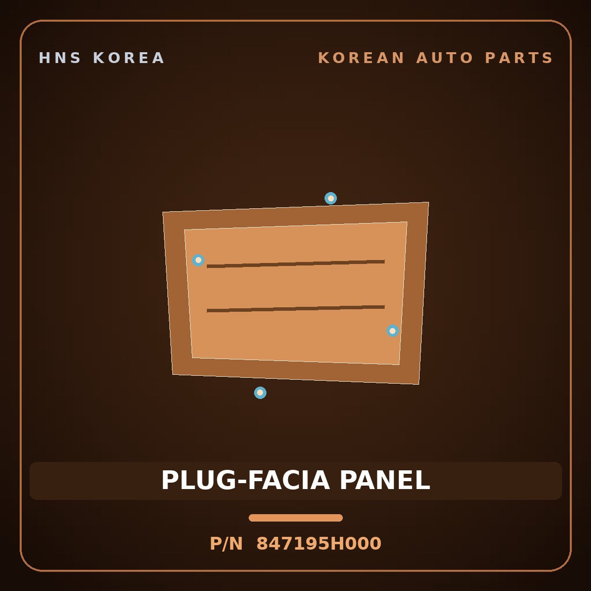 Genuine Mobis PLUG-FACIA PANEL 847195H000 for County 1998 HNS Parts Korea