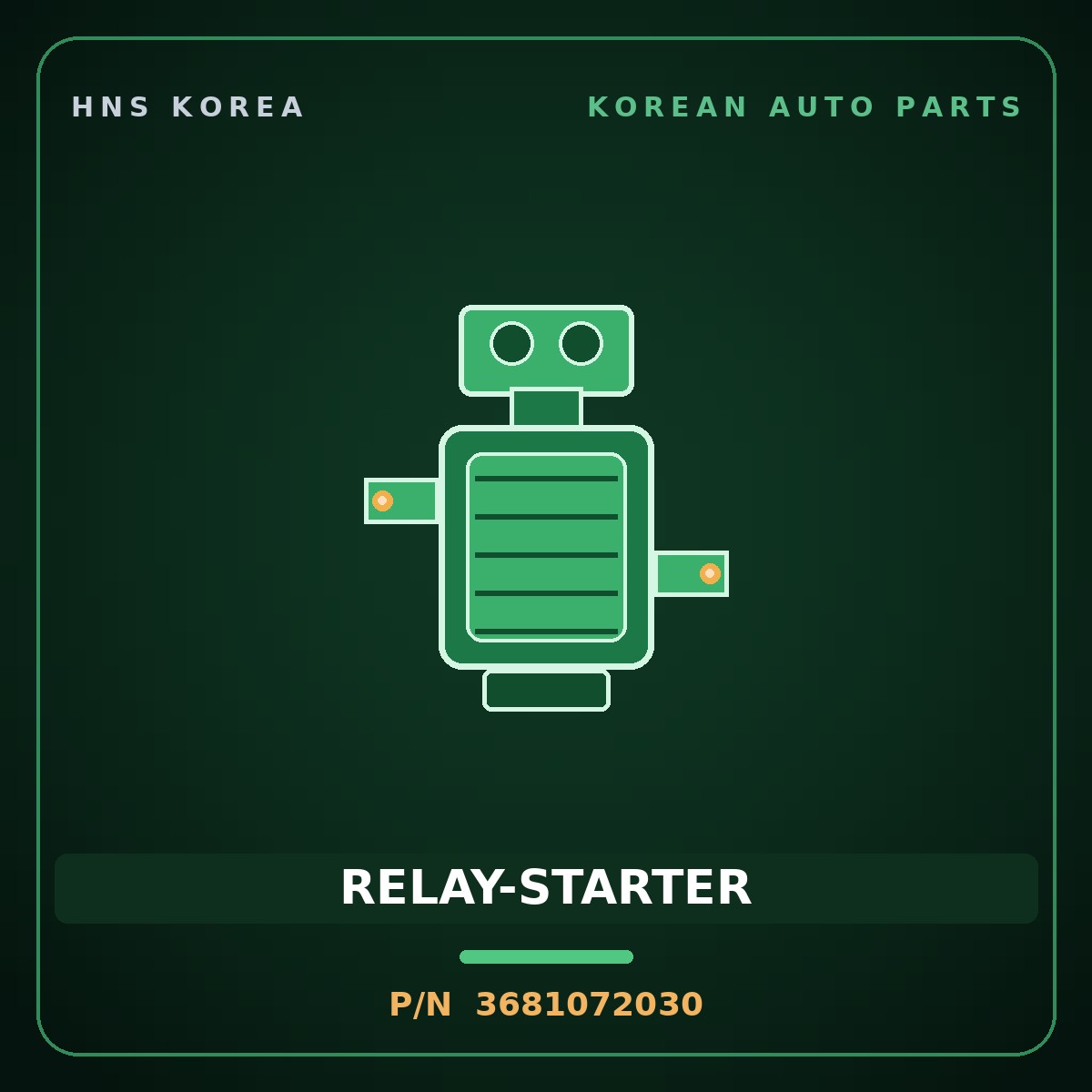 Genuine Mobis RELAY-STARTER 3681072030 for 11-Ton Truck 1995 HNS Parts Korea