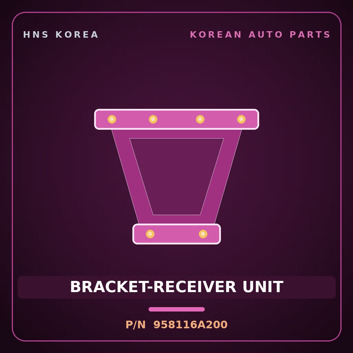 Genuine Mobis BRACKET-RECEIVER UNIT 958116A200 for 11-Ton Truck 1997 HNS Parts Korea