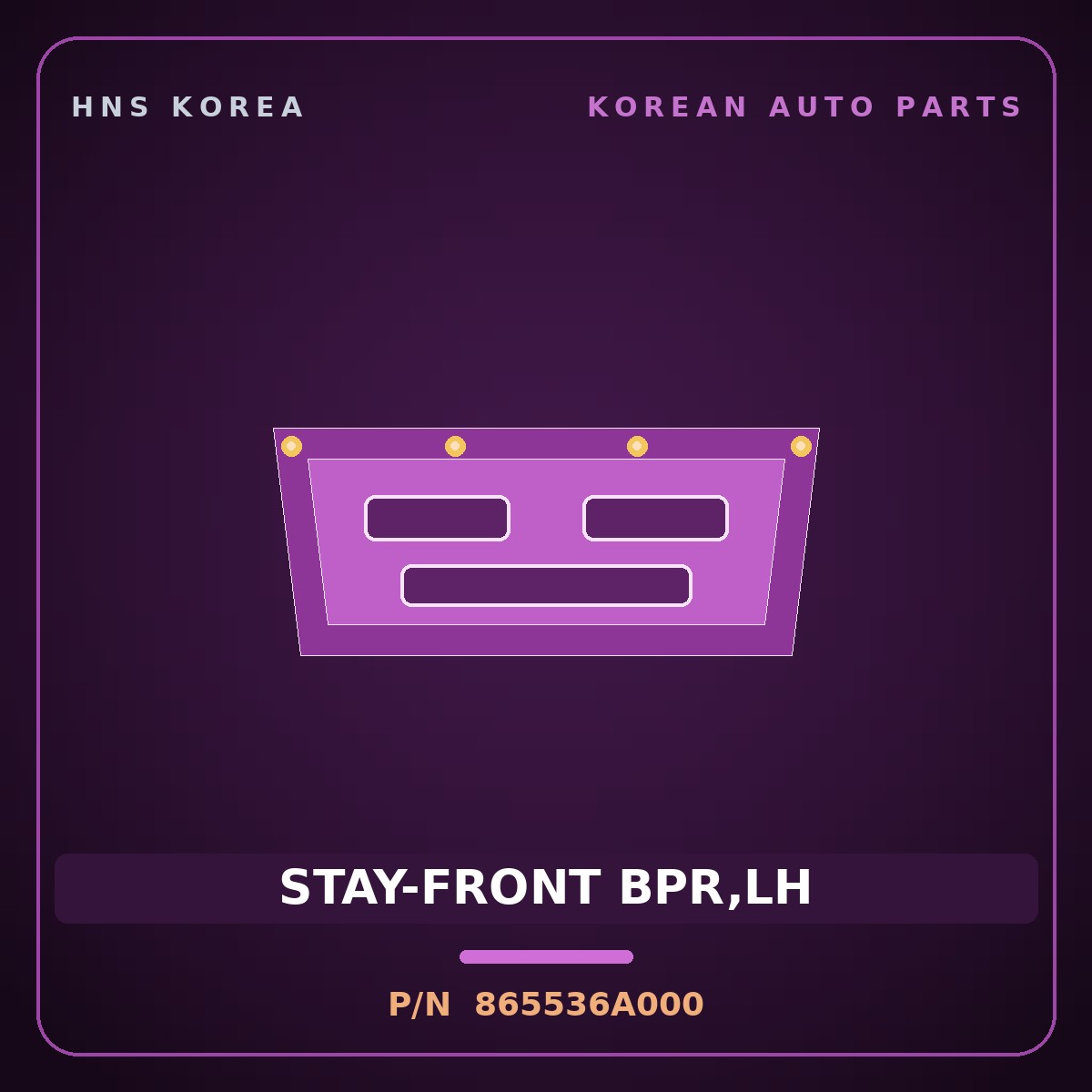Genuine Mobis STAY-FRONT BPR,LH 865536A000 for 5-Ton Truck 1997 HNS Parts Korea