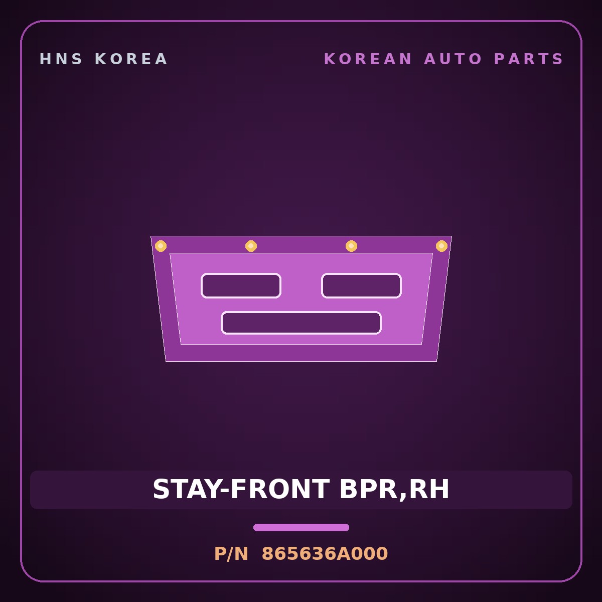 Genuine Mobis STAY-FRONT BPR,RH 865636A000 for 5-Ton Truck 1997 HNS Parts Korea