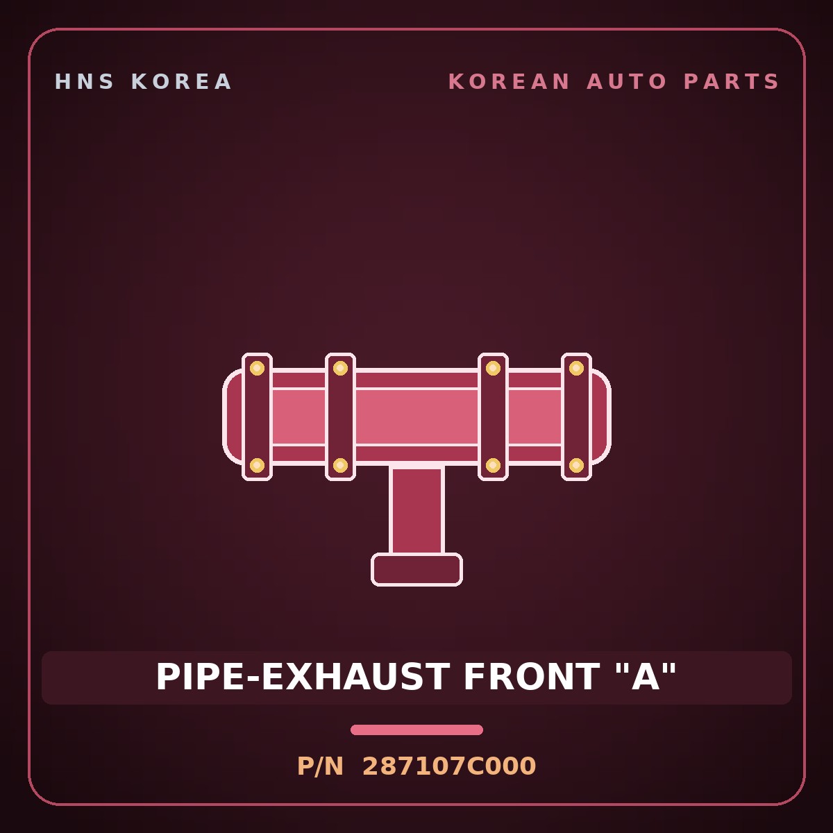 Genuine Mobis PIPE-EXHAUST FRONT "A" 287107C000 for Power Truck 2004 HNS Parts Korea