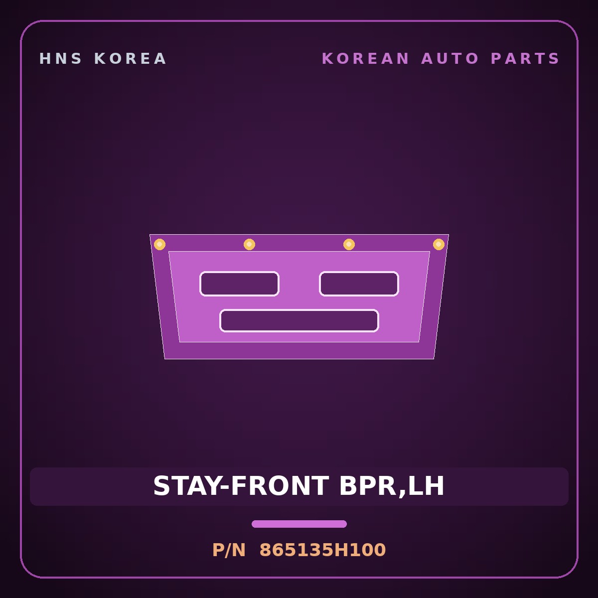 Genuine Mobis STAY-FRONT BPR,LH 865135H100 for Mighty 1998 HNS Parts Korea