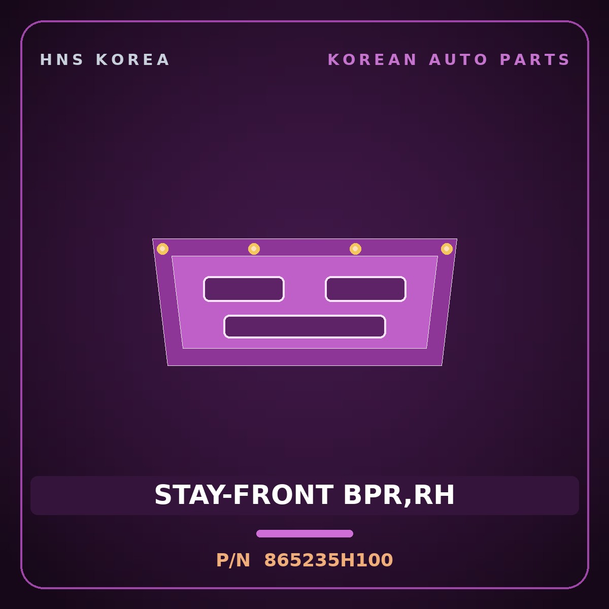 Genuine Mobis STAY-FRONT BPR,RH 865235H100 for Mighty 1998 HNS Parts Korea