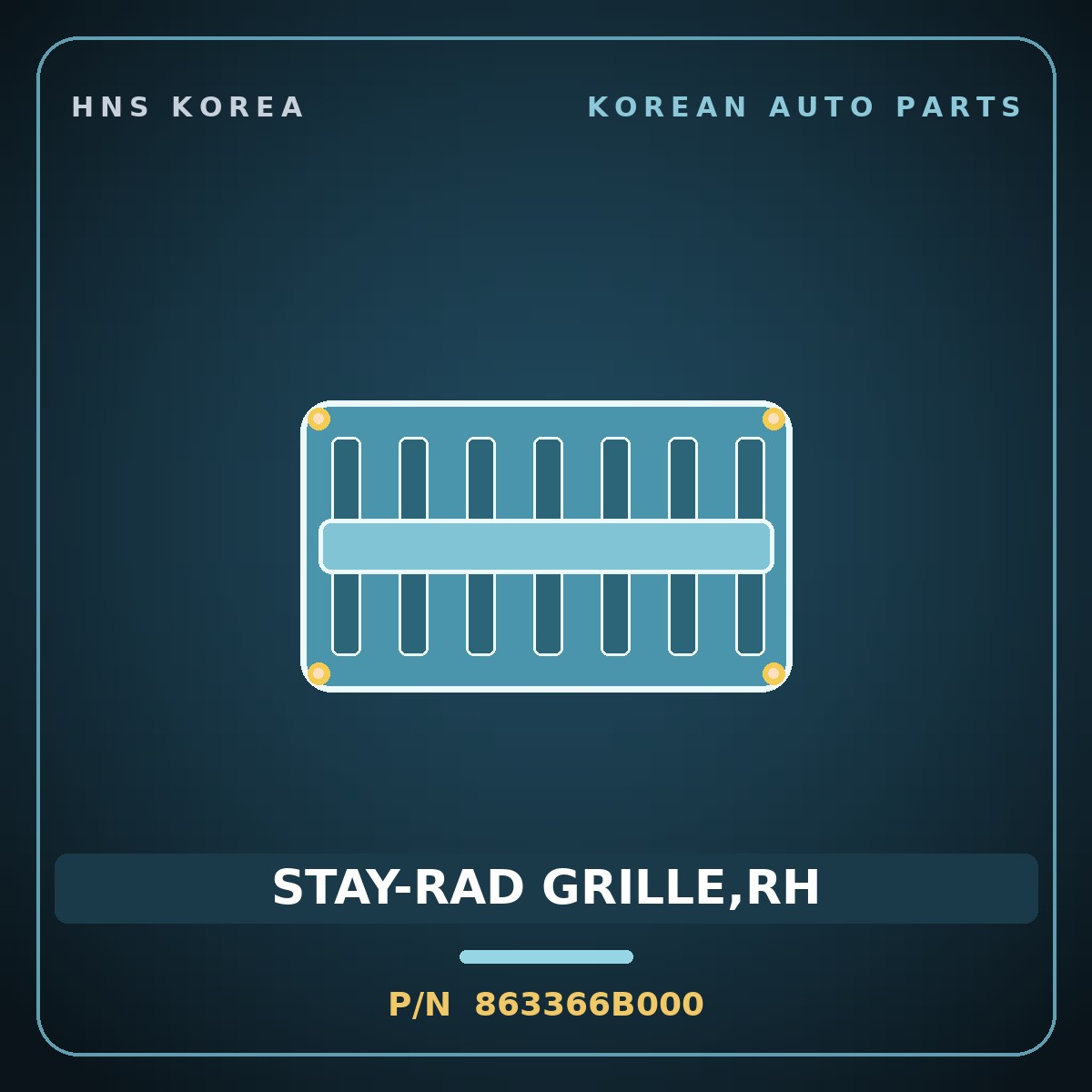 Genuine Mobis STAY-RAD GRILLE,RH 863366B000 for Mega Truck 2004 HNS Parts Korea
