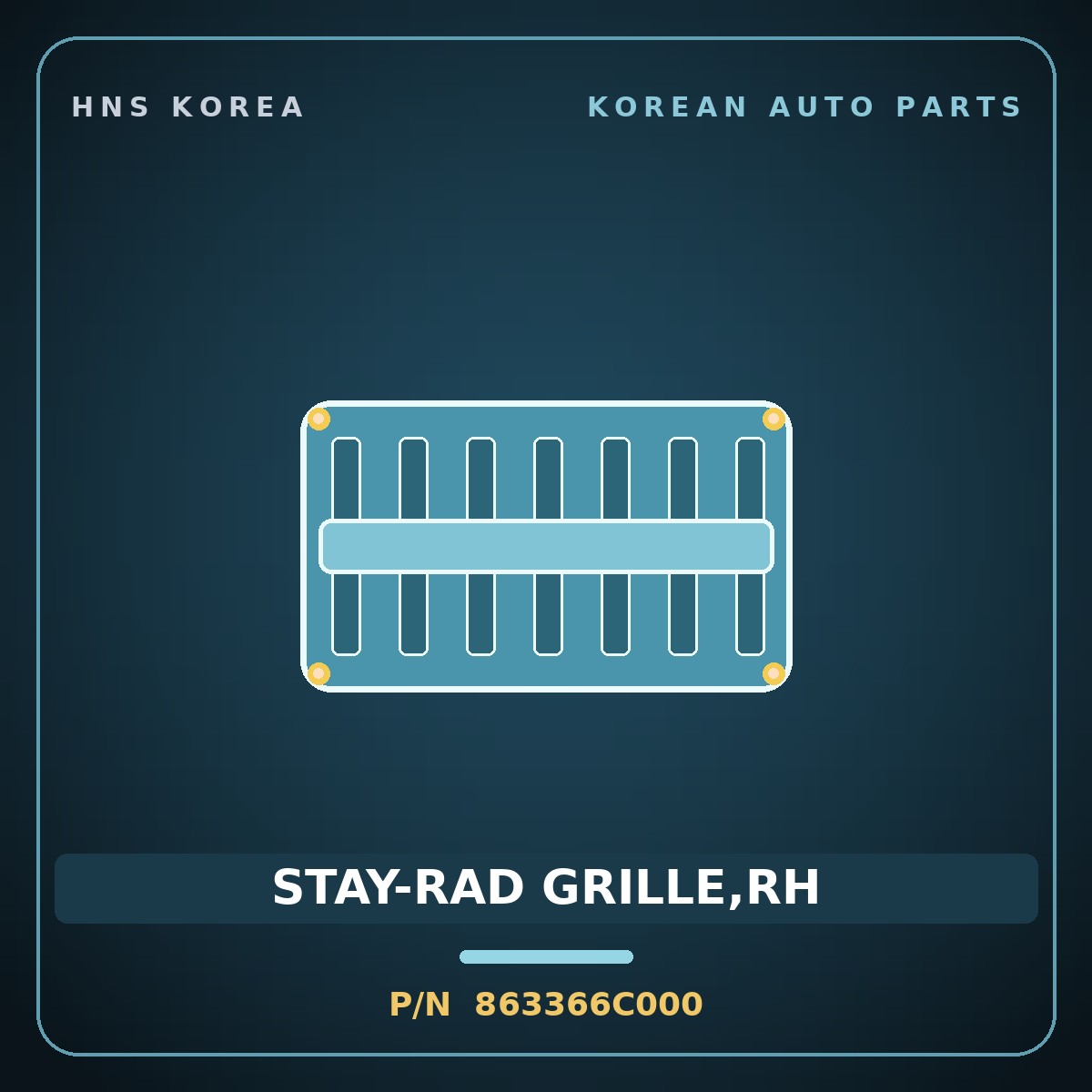 Genuine Mobis STAY-RAD GRILLE,RH 863366C000 for Mega Truck 2008 HNS Parts Korea