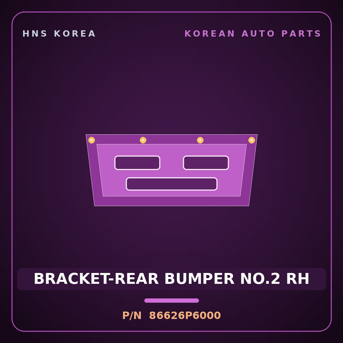 Genuine Mobis BRACKET-REAR BUMPER NO.2 RH 86626P6000 for Santa Fe 2024 HNS Parts Korea