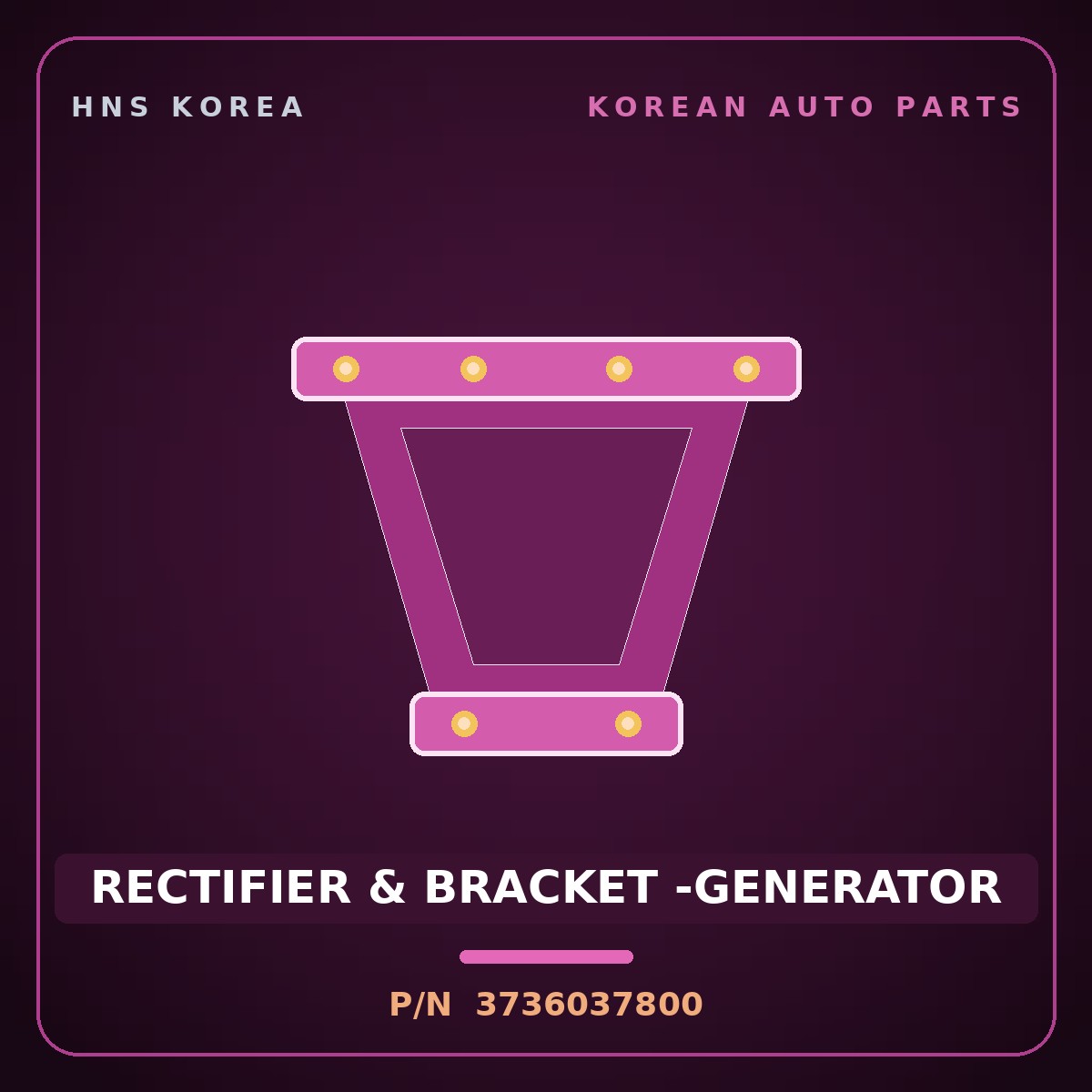 Genuine Mobis RECTIFIER & BRACKET -GENERATOR 3736037800 for Sonata 2002 HNS Parts Korea