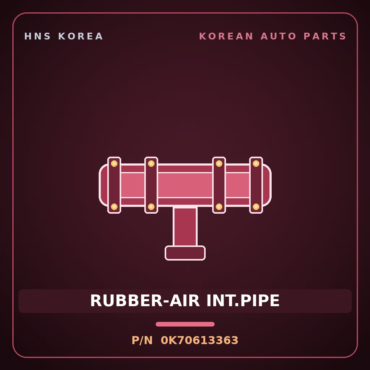 Genuine Mobis RUBBER-AIR INT.PIPE 0K70613363 for Bongo 1996 HNS Parts Korea