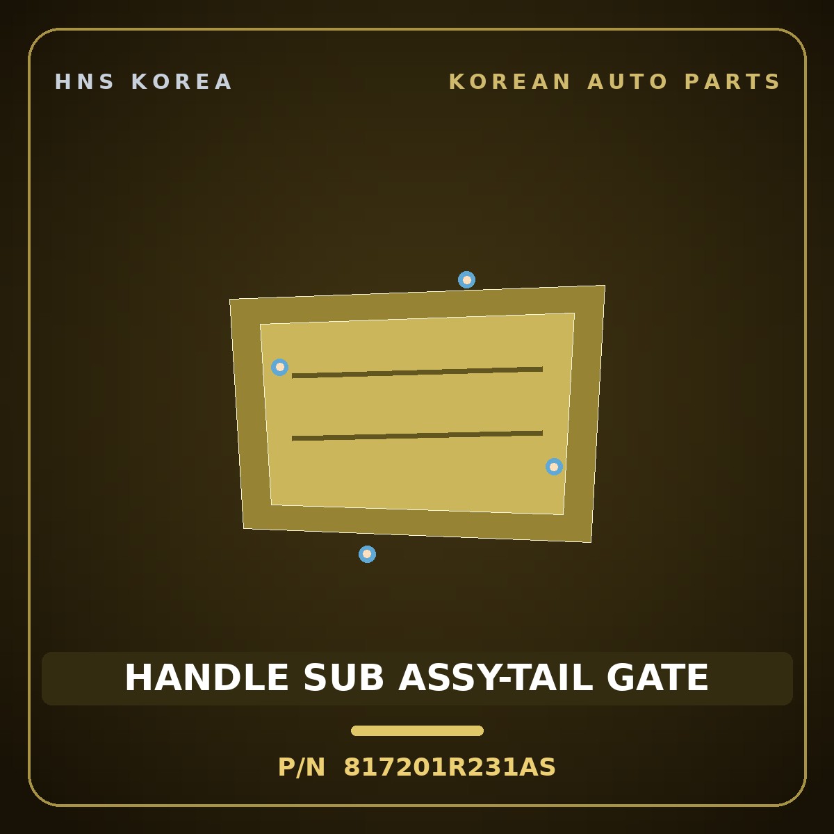 Genuine Mobis HANDLE SUB ASSY-TAIL GATE 817201R231AS for Accent 2011 HNS Parts Korea