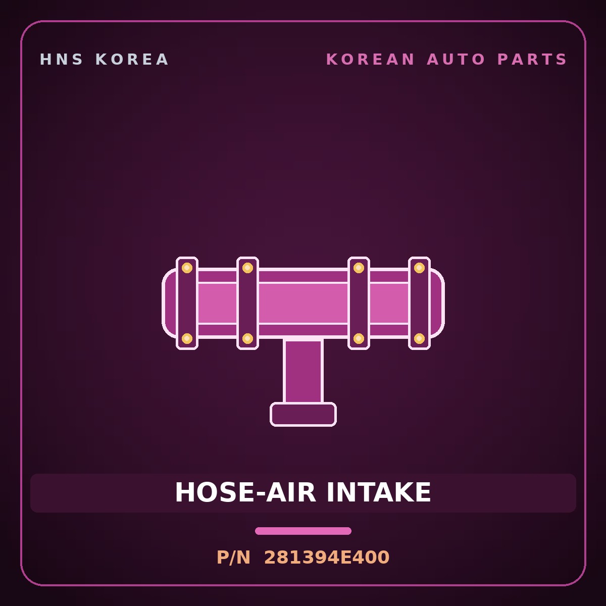 Genuine Mobis HOSE-AIR INTAKE 281394E400 for Bongo 2004 HNS Parts Korea