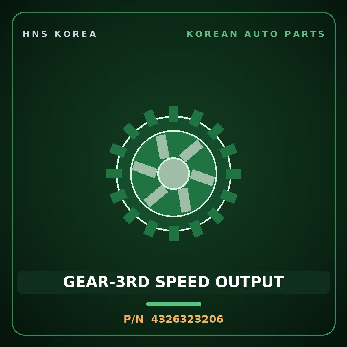Genuine Mobis GEAR-3RD SPEED OUTPUT 4326323206 for Avante 2000 HNS Parts Korea