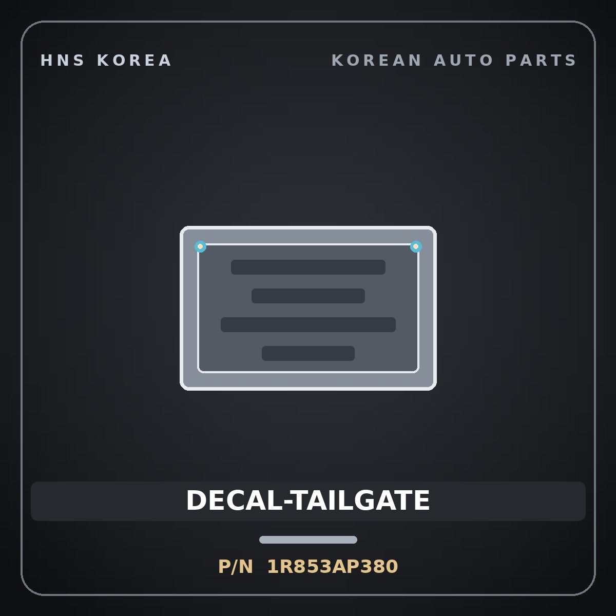 Genuine Mobis DECAL-TAILGATE 1R853AP380 for Accent 2015 HNS Parts Korea