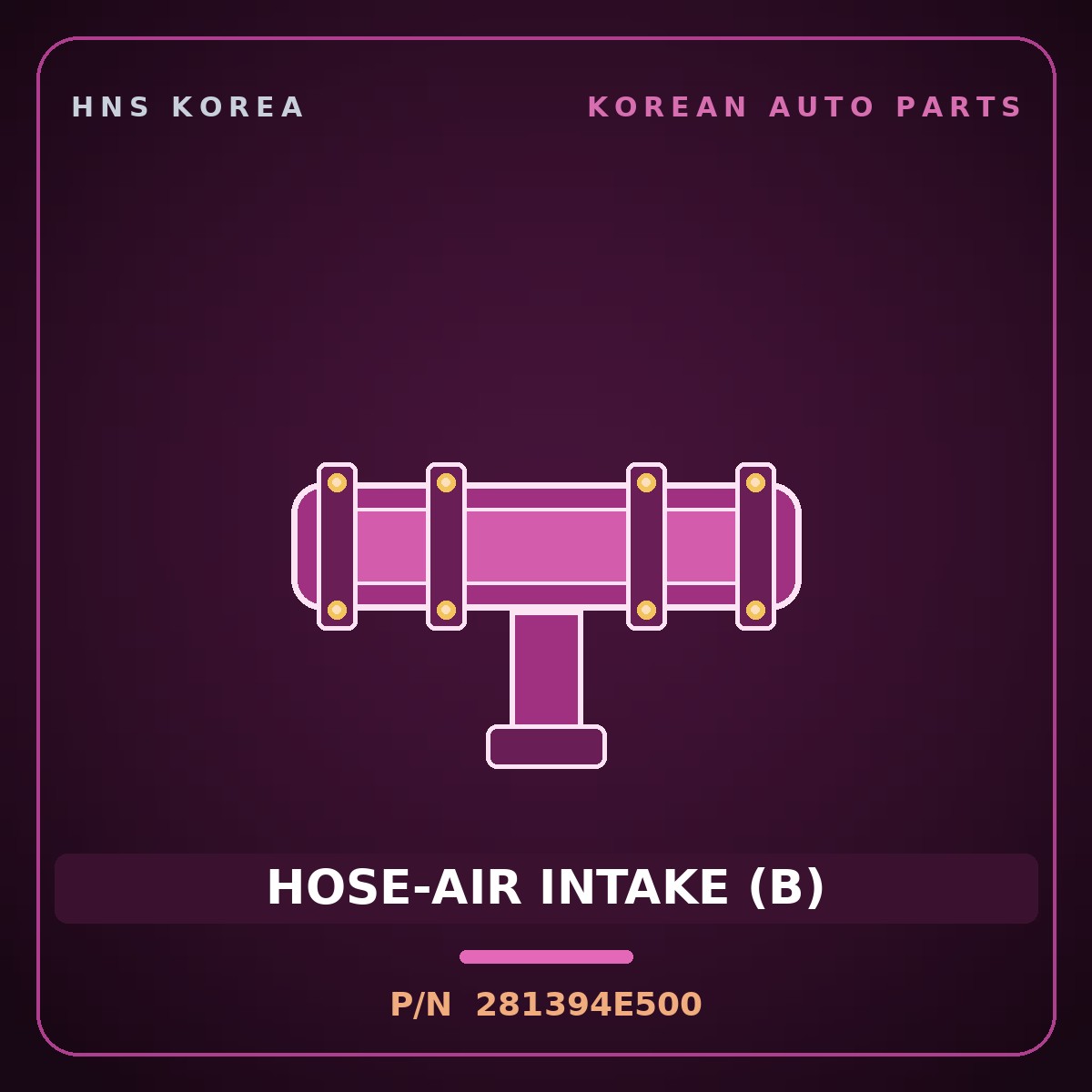Genuine Mobis HOSE-AIR INTAKE (B) 281394E500 for Bongo 2006 HNS Parts Korea
