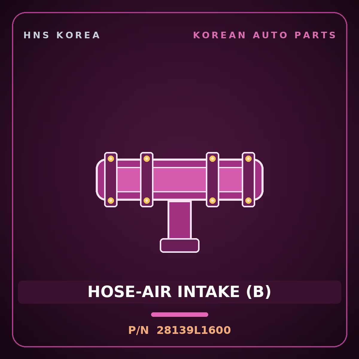 Genuine Mobis HOSE-AIR INTAKE (B) 28139L1600 for Sonata 2019 HNS Parts Korea