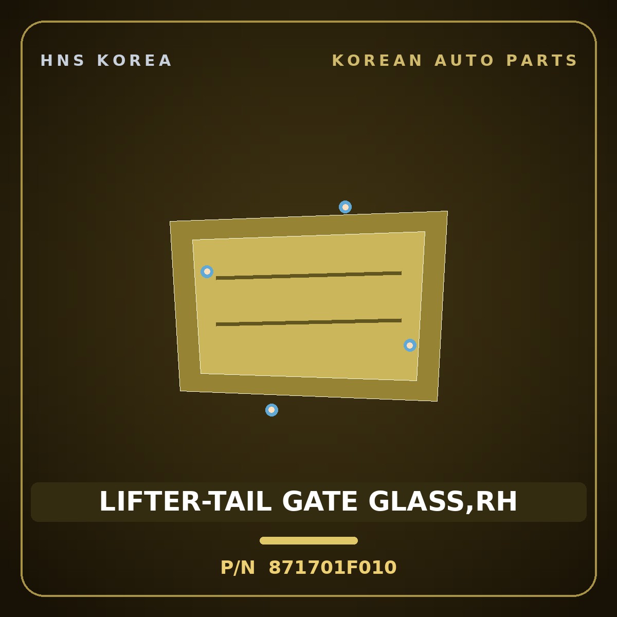 Genuine Mobis LIFTER-TAIL GATE GLASS,RH 871701F010 for Sportage 2006 HNS Parts Korea