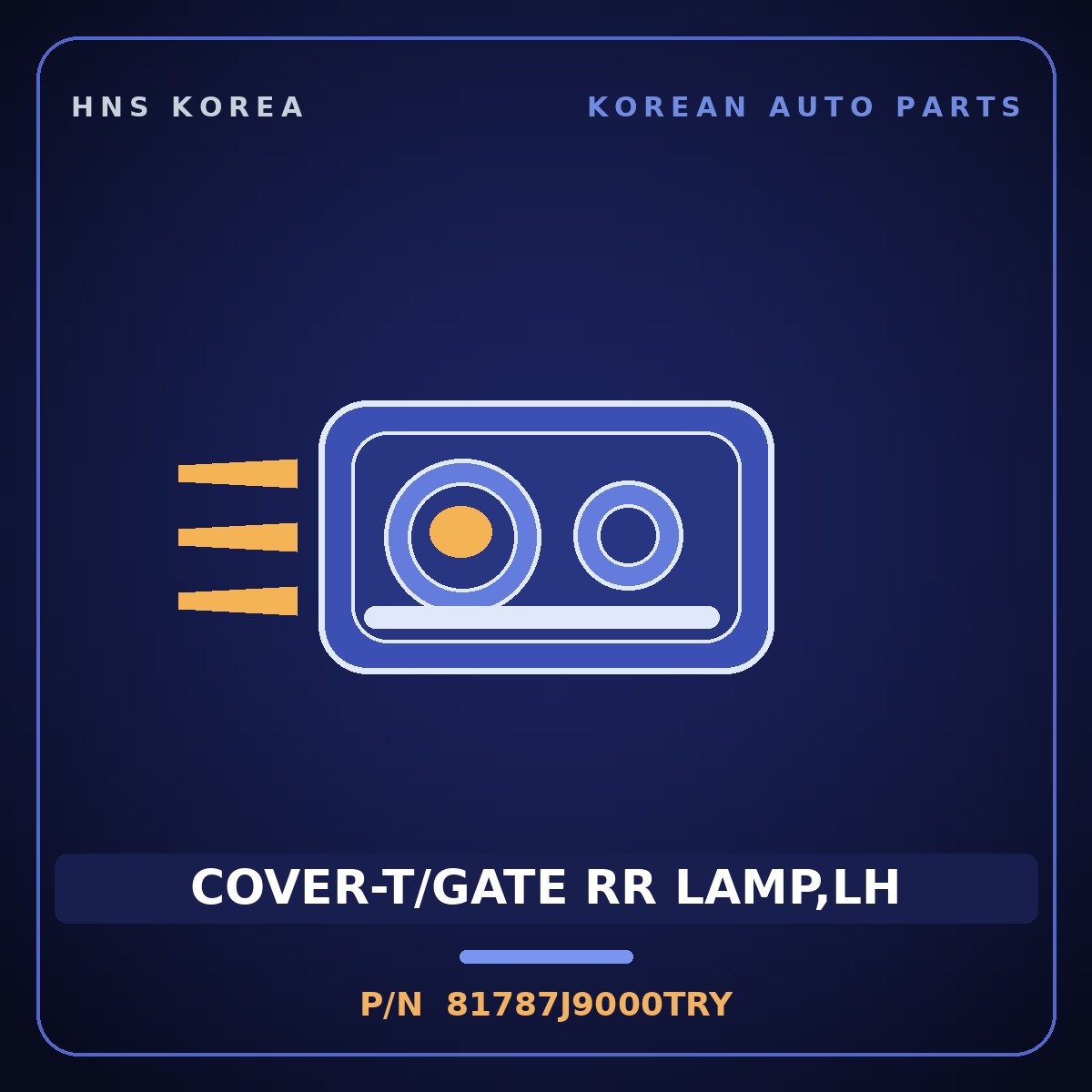Genuine Mobis COVER-T/GATE RR LAMP,LH 81787J9000TRY for Kona 2018 HNS Parts Korea