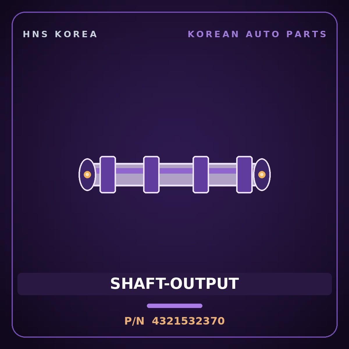 Genuine Mobis SHAFT-OUTPUT 4321532370 for Elantra 2011 HNS Parts Korea