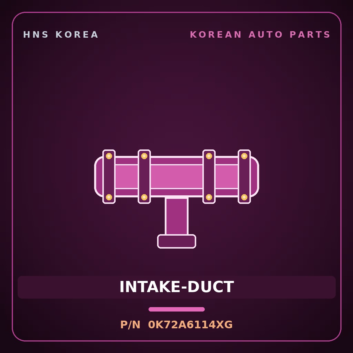 Genuine Mobis INTAKE-DUCT 0K72A6114XG for Bongo 1996 HNS Parts Korea