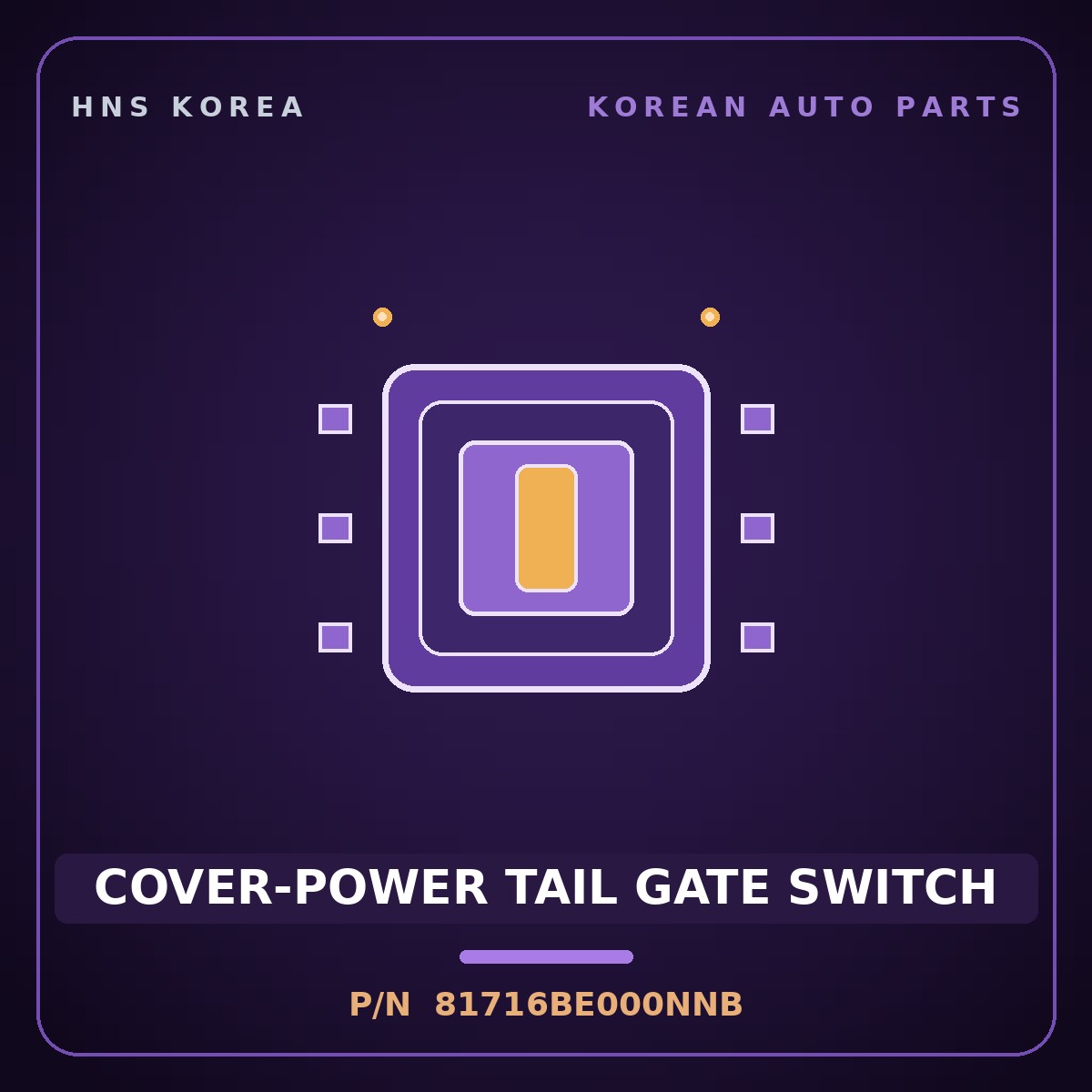Genuine Mobis COVER-POWER TAIL GATE SWITCH 81716BE000NNB for Kona 2023 HNS Parts Korea