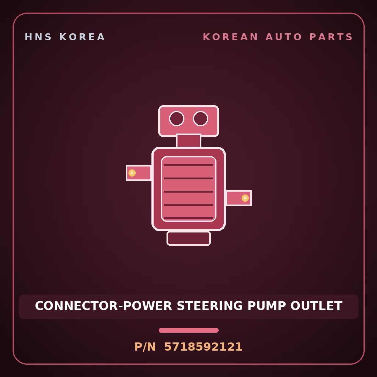 Genuine Mobis CONNECTOR-POWER STEERING PUMP OUTLET 5718592121 for 11-Ton Truck 1995 HNS Parts Korea