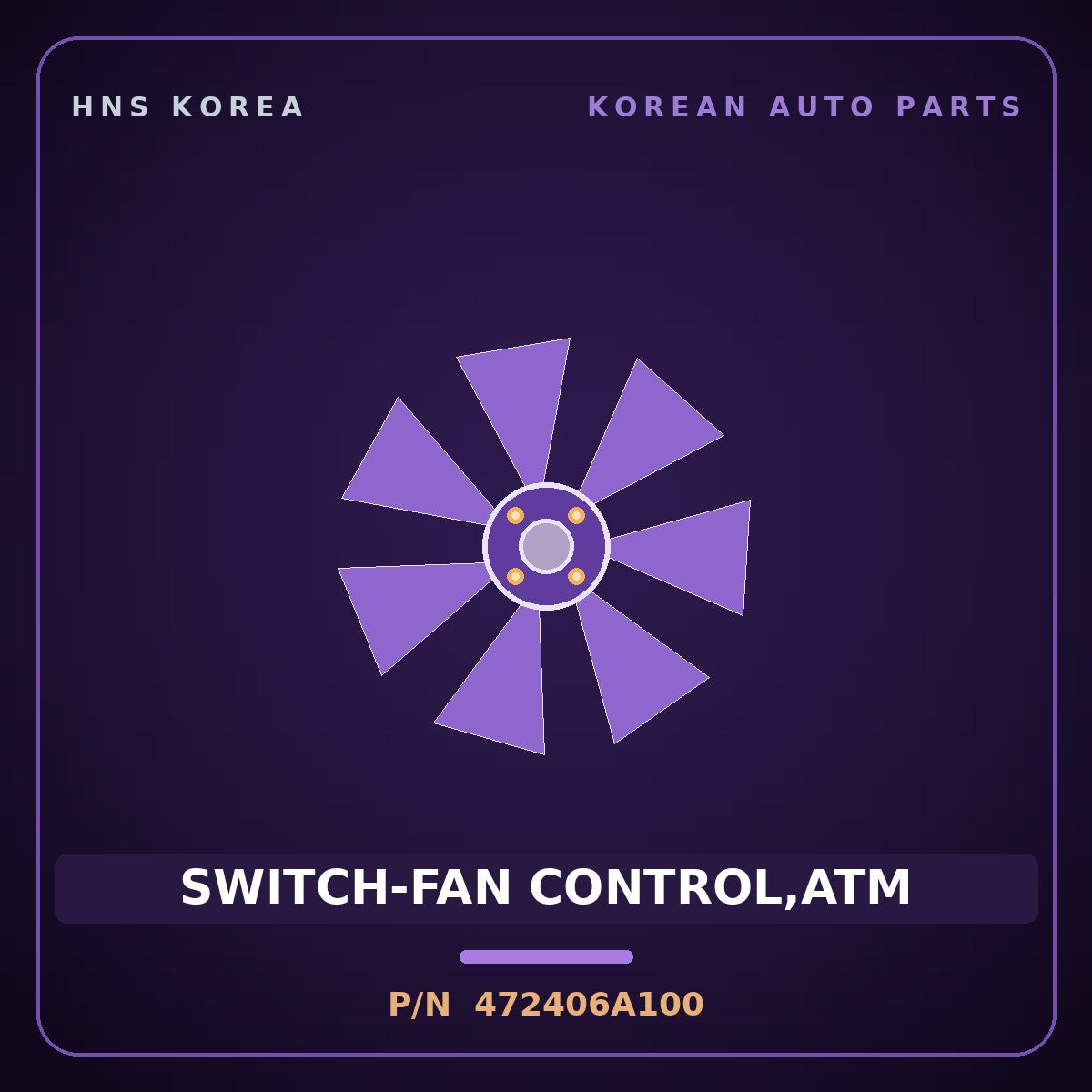 Genuine Mobis SWITCH-FAN CONTROL,ATM 472406A100 for 5-Ton Truck 1997 HNS Parts Korea