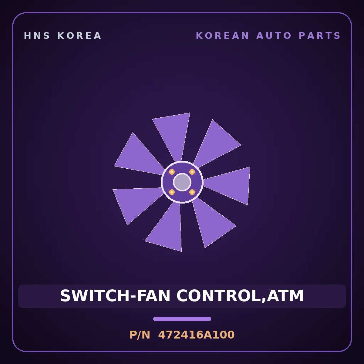 Genuine Mobis SWITCH-FAN CONTROL,ATM 472416A100 for 5-Ton Truck 1997 HNS Parts Korea