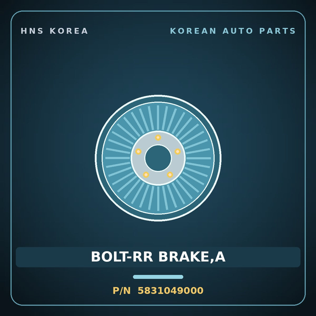Genuine Mobis BOLT-RR BRAKE,A 5831049000 for Porter 2004 HNS Parts Korea
