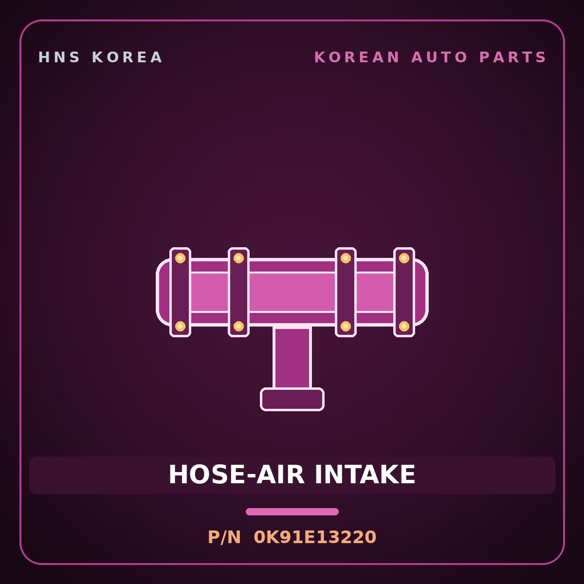 Genuine Mobis HOSE-AIR INTAKE 0K91E13220 for Potentia 1997 HNS Parts Korea