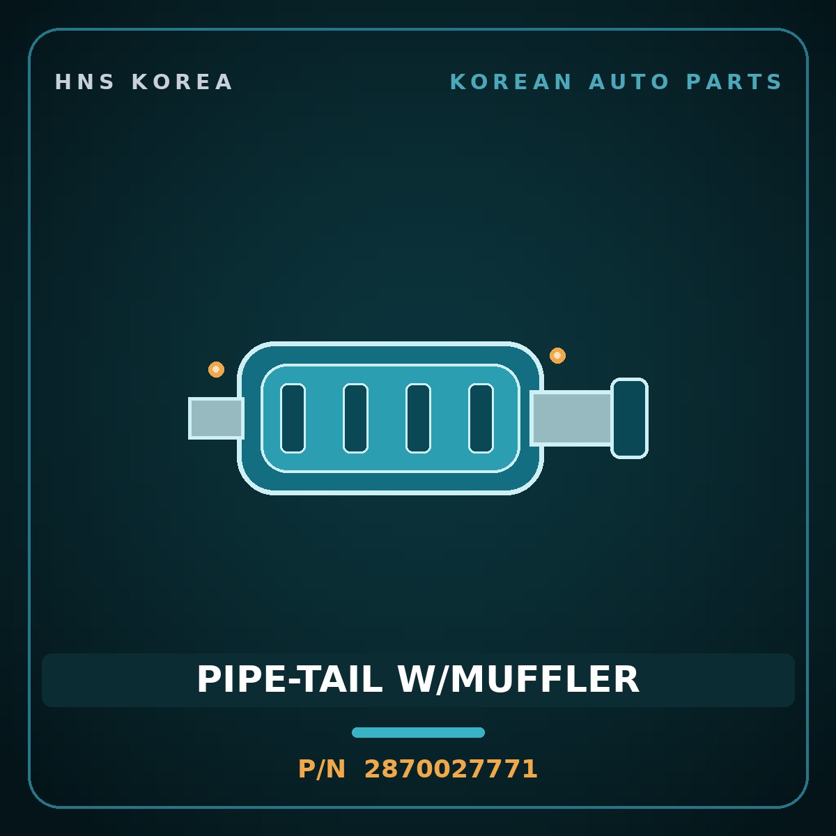 Genuine Mobis PIPE-TAIL W/MUFFLER 2870027771 for Tiburon 1997 HNS Parts Korea