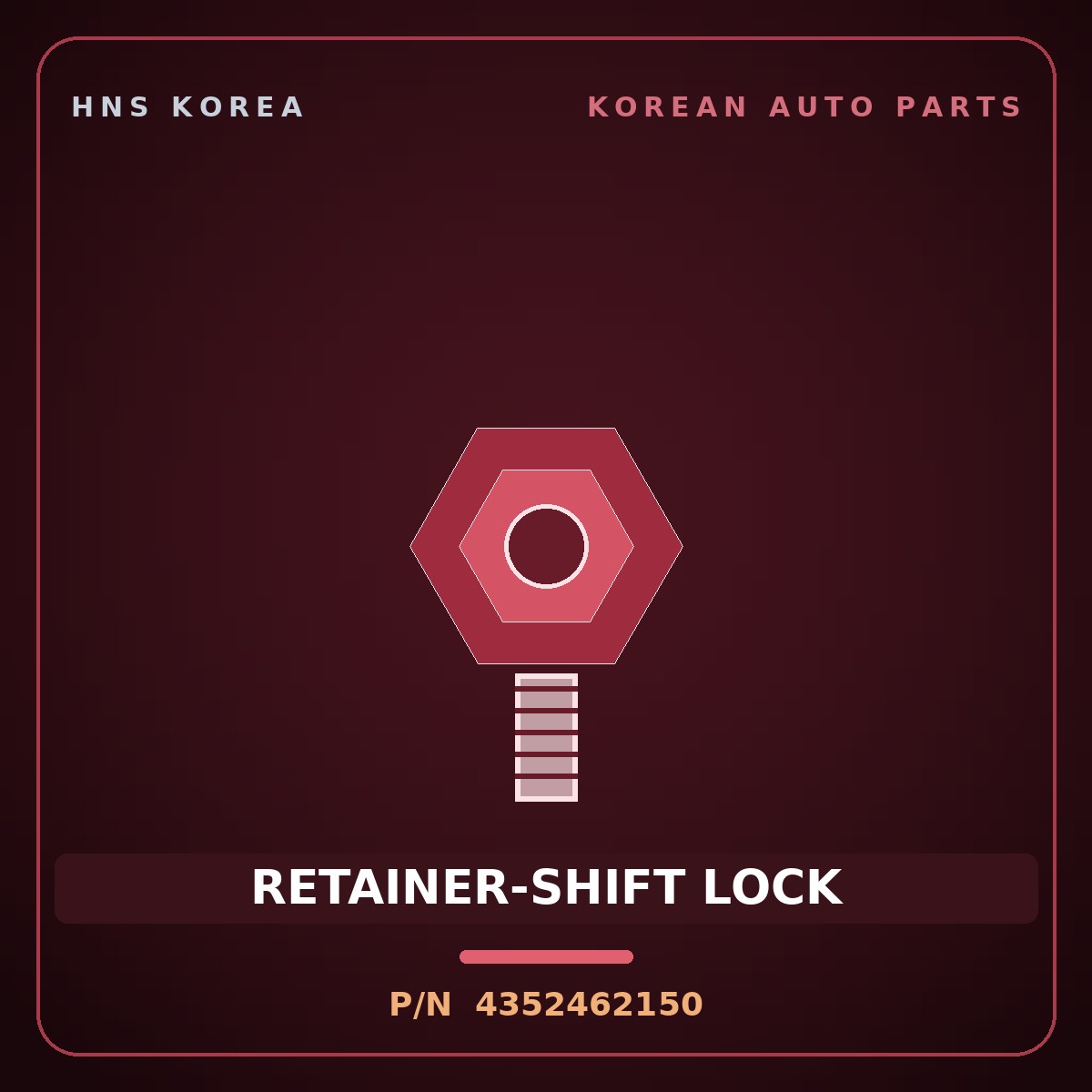Genuine Mobis RETAINER-SHIFT LOCK 4352462150 for 5-Ton Truck 1997 HNS Parts Korea
