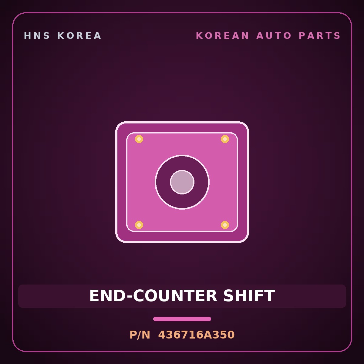 Genuine Mobis END-COUNTER SHIFT 436716A350 for 5-Ton Truck 1997 HNS Parts Korea