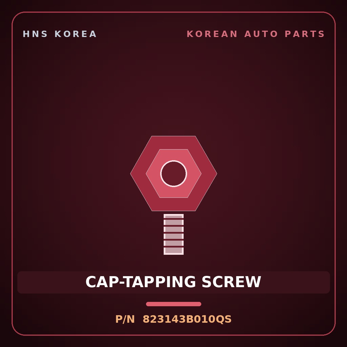 Genuine Mobis CAP-TAPPING SCREW 823143B010QS for Equus 2006 HNS Parts Korea