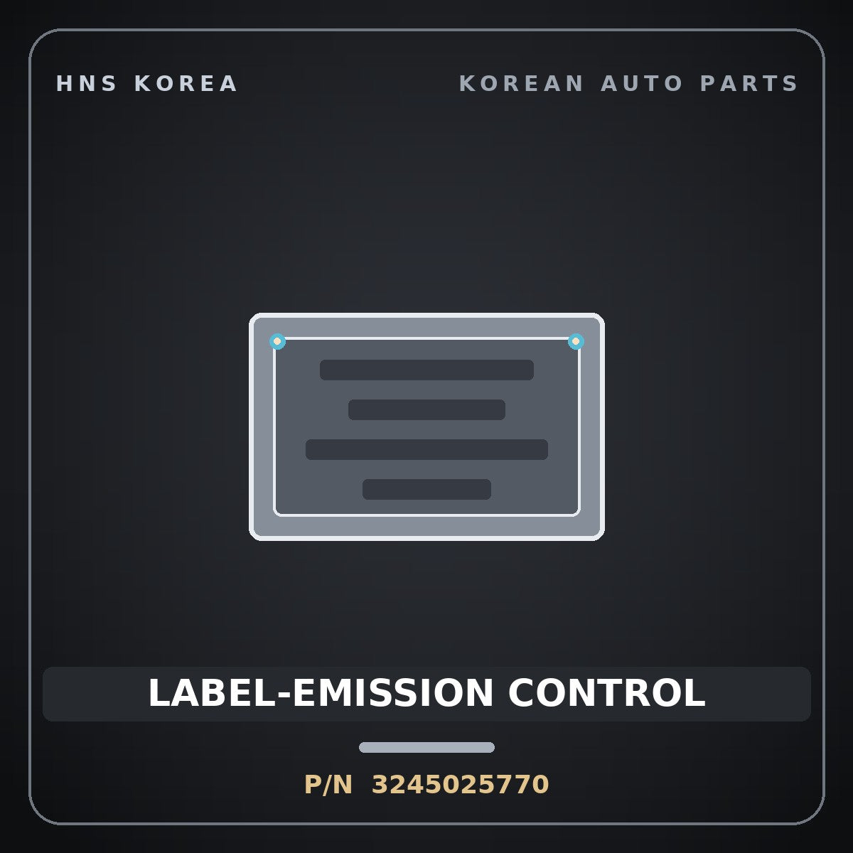 Genuine Mobis LABEL-EMISSION CONTROL 3245025770 for K5 2011 HNS Parts Korea