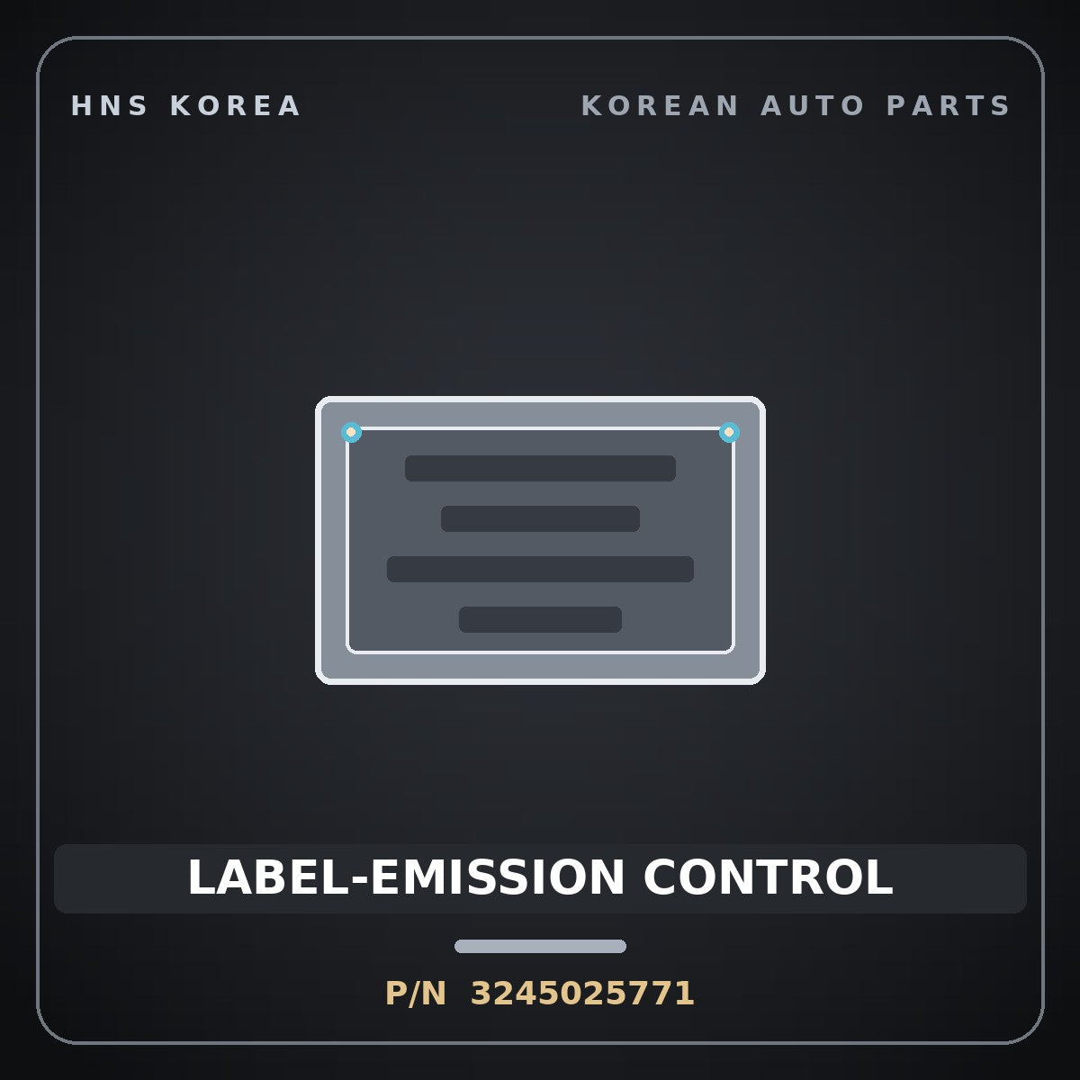 Genuine Mobis LABEL-EMISSION CONTROL 3245025771 for K5 2011 HNS Parts Korea