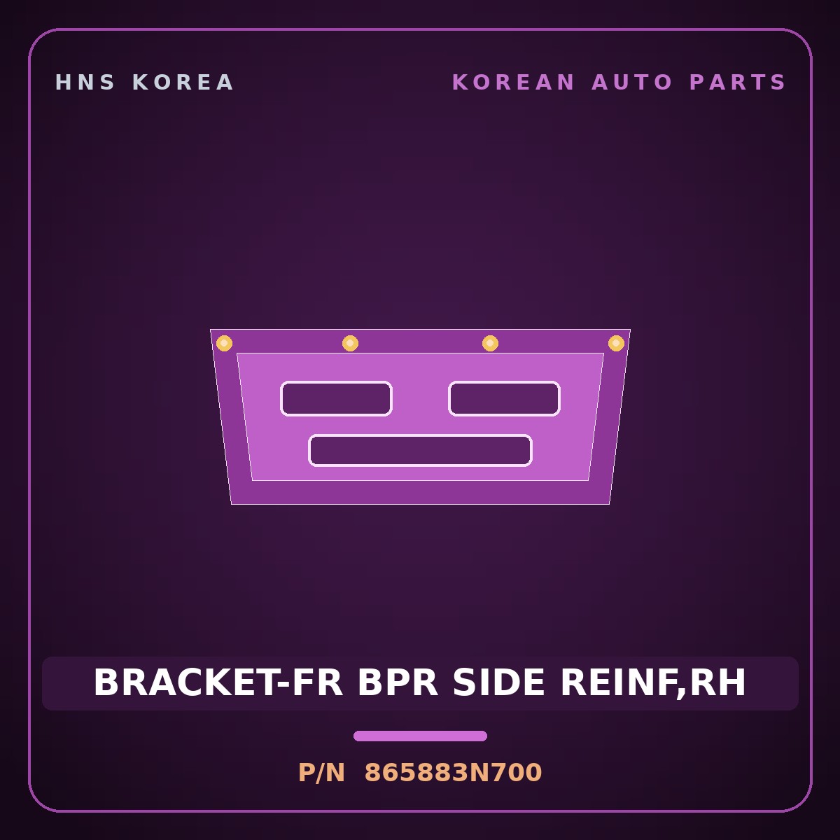 Genuine Mobis BRACKET-FR BPR SIDE REINF,RH 865883N700 for Equus 2013 HNS Parts Korea