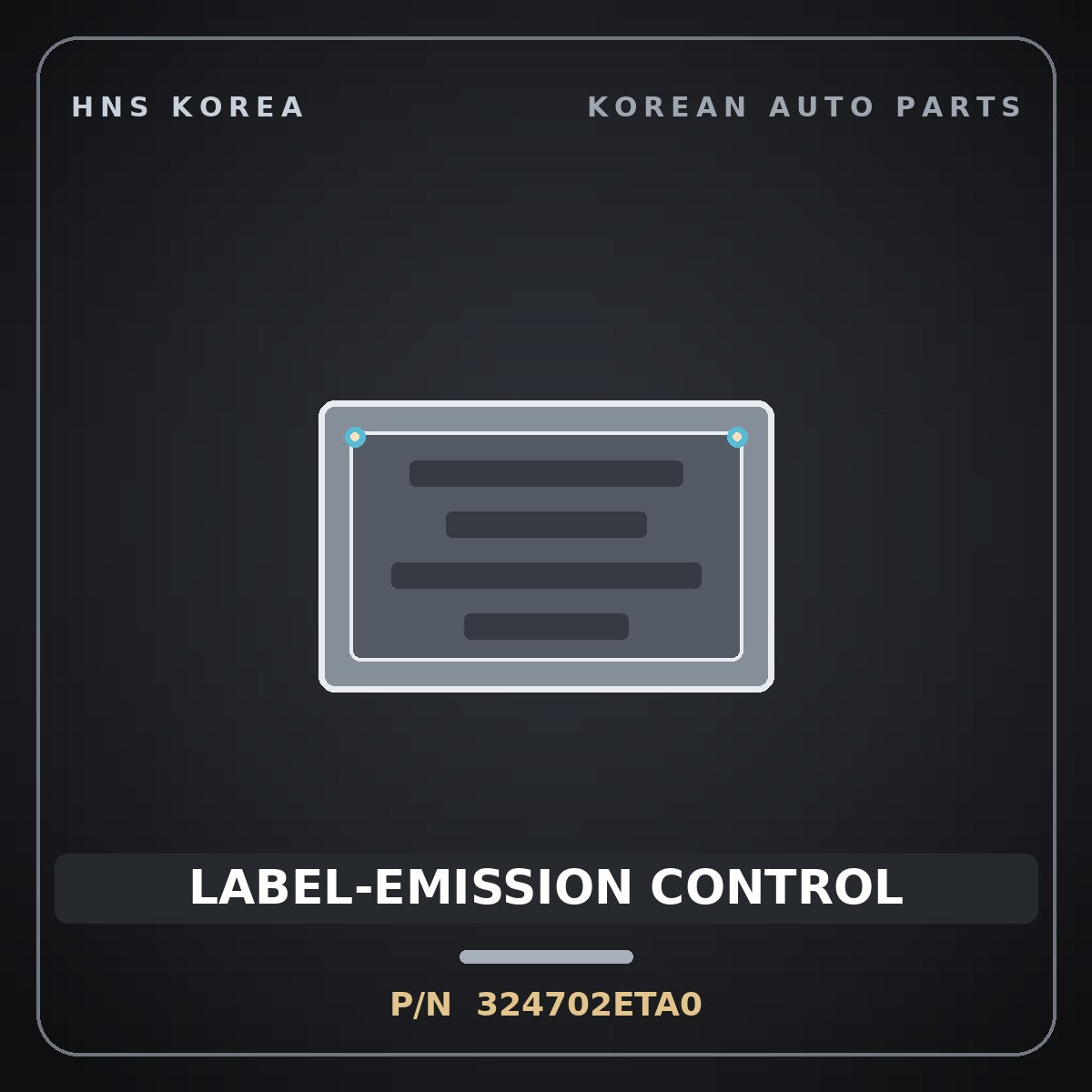 Genuine Mobis LABEL-EMISSION CONTROL 324702ETA0 for K5 2014 HNS Parts Korea