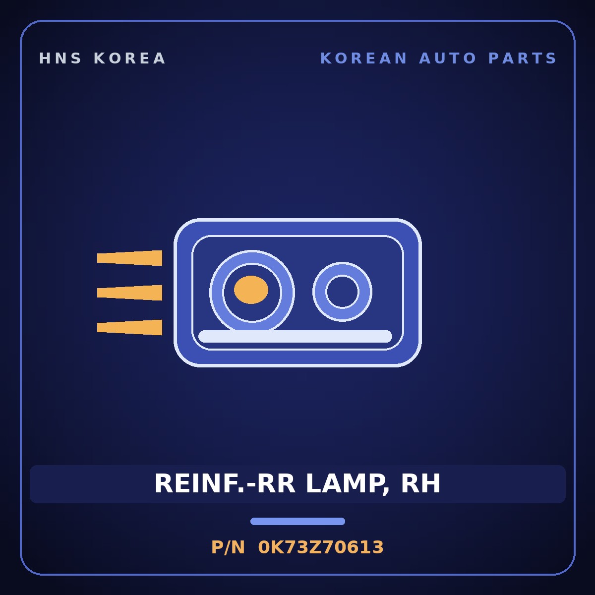 Genuine Mobis REINF.-RR LAMP, RH 0K73Z70613 for Bongo 1996 HNS Parts Korea