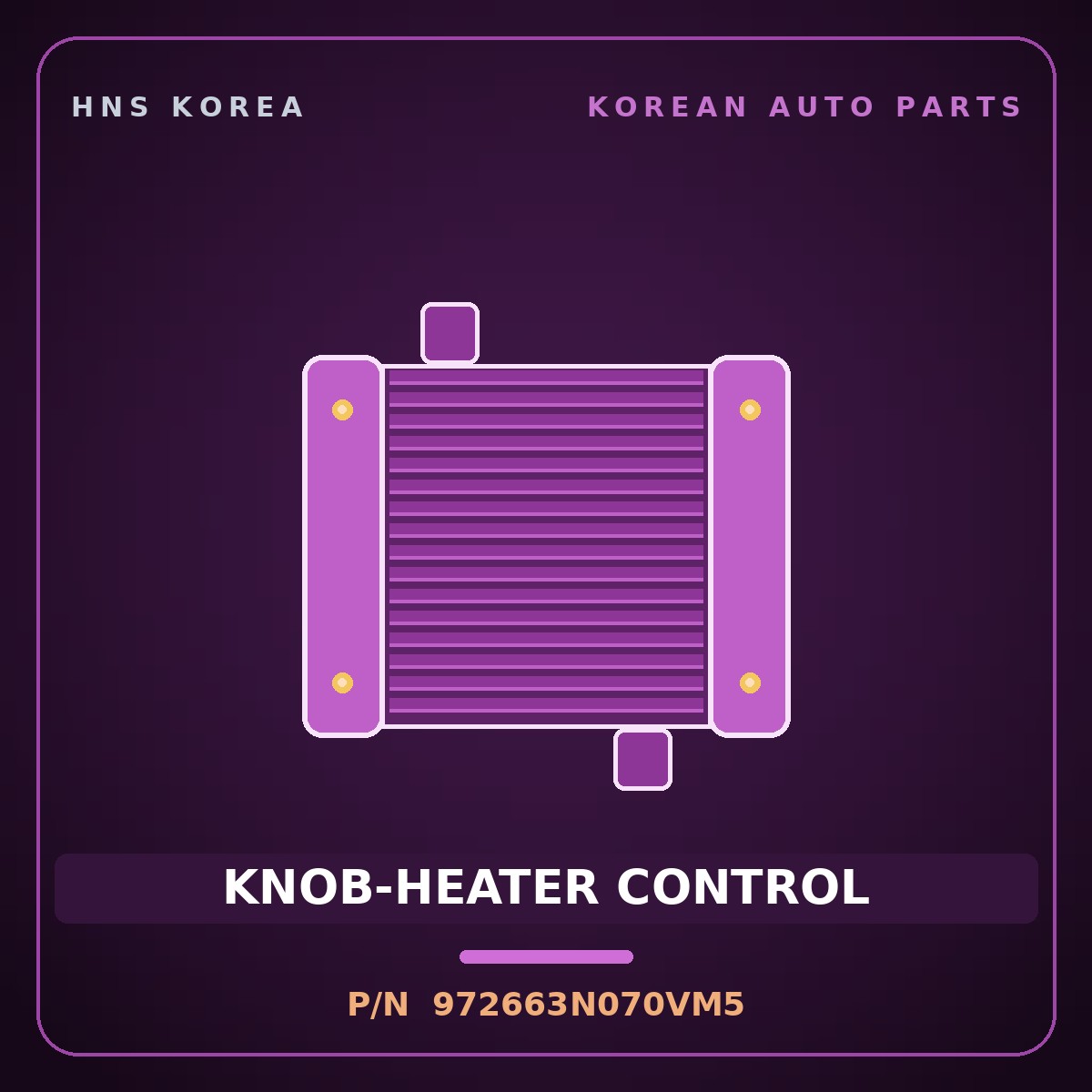 Genuine Mobis KNOB-HEATER CONTROL 972663N070VM5 for Equus 2008 HNS Parts Korea