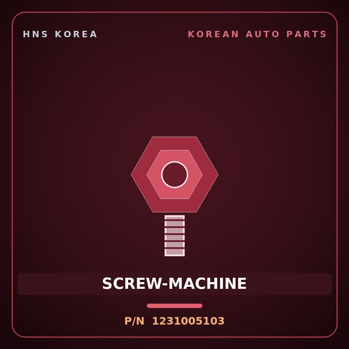 Genuine Mobis SCREW-MACHINE 1231005103 for Atos 1995 HNS Parts Korea