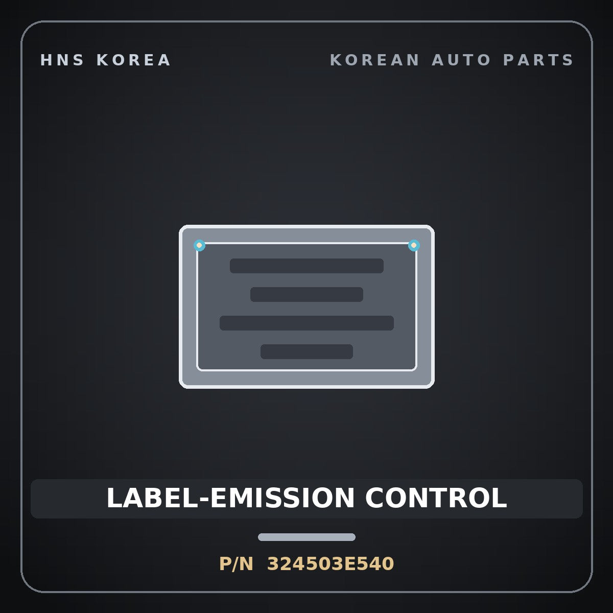Genuine Mobis LABEL-EMISSION CONTROL 324503E540 for Sorento 2009 HNS Parts Korea