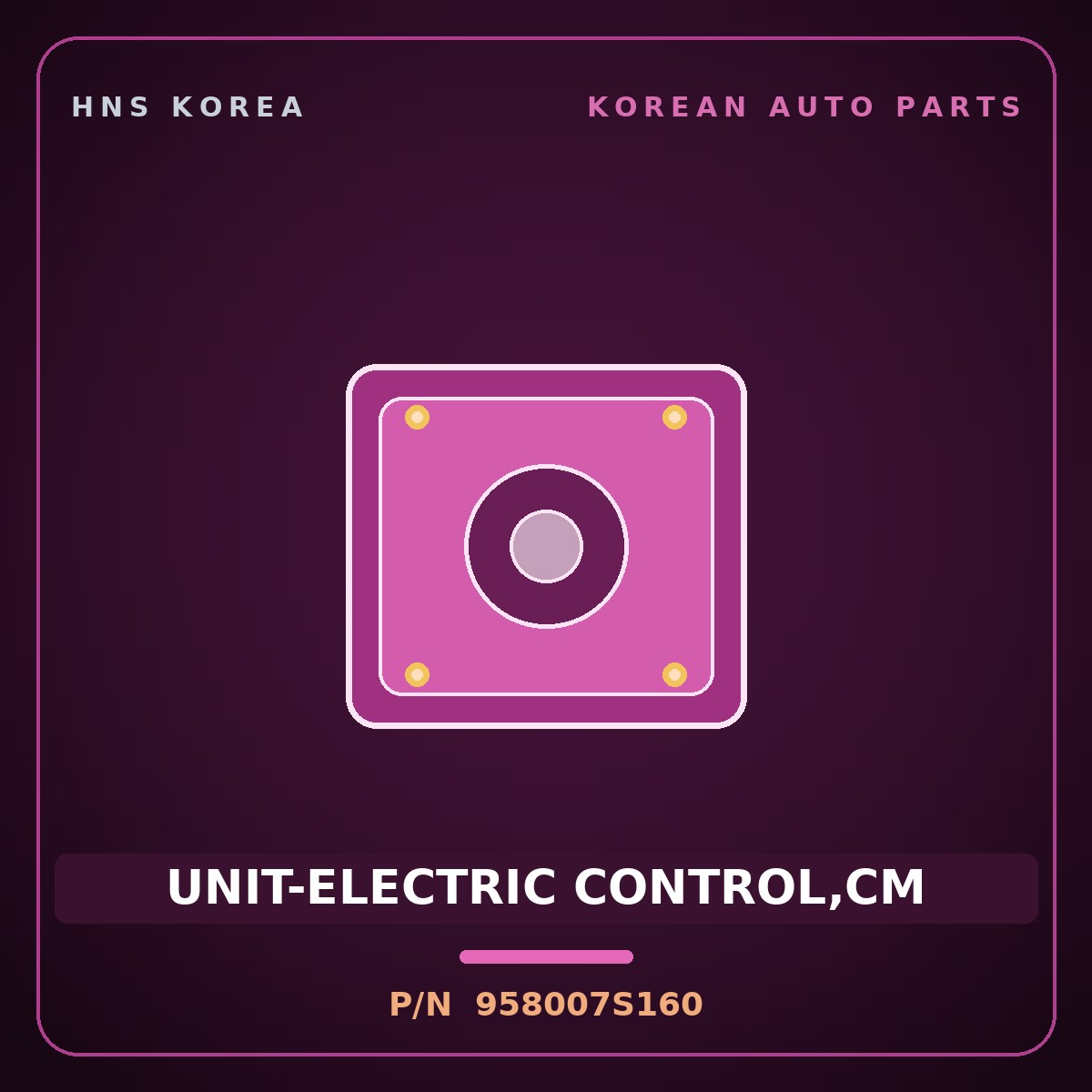 Genuine Mobis UNIT-ELECTRIC CONTROL,CM 958007S160 for Trago 2013 HNS Parts Korea
