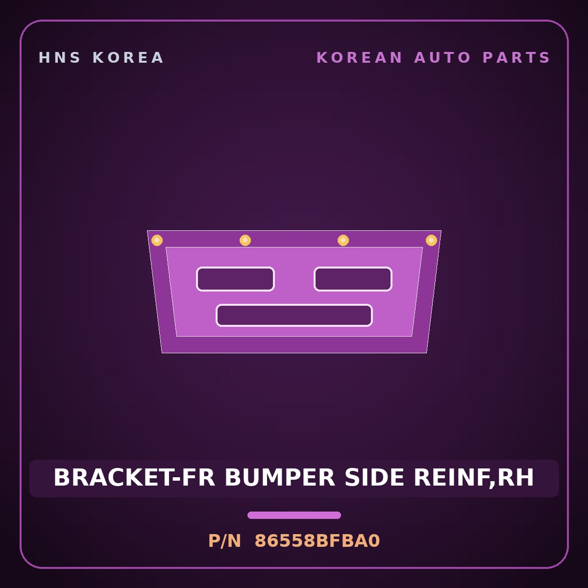 Genuine Mobis BRACKET-FR BUMPER SIDE REINF,RH 86558BFBA0 for Kona 2024 HNS Parts Korea