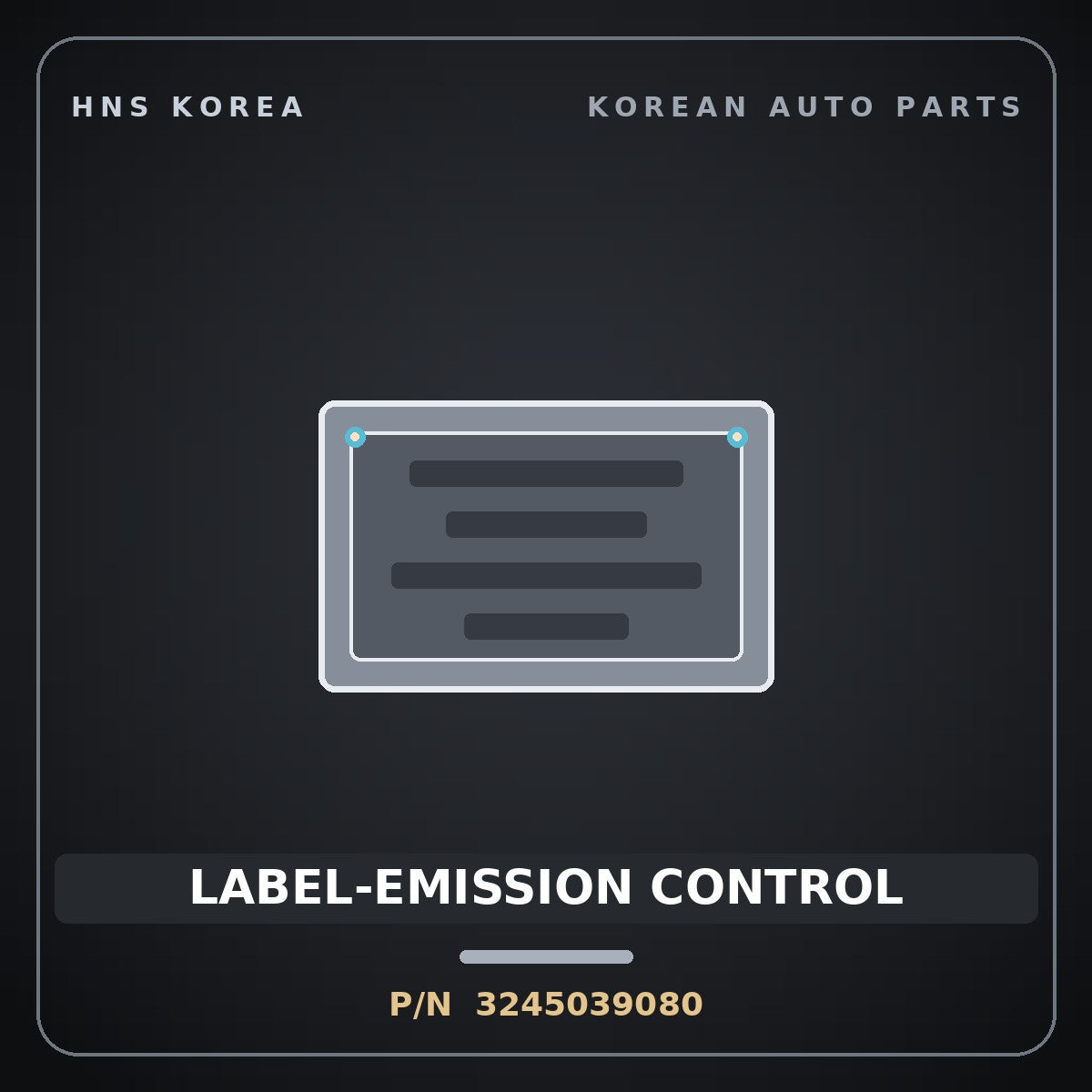 Genuine Mobis LABEL-EMISSION CONTROL 3245039080 for Equus 1999 HNS Parts Korea