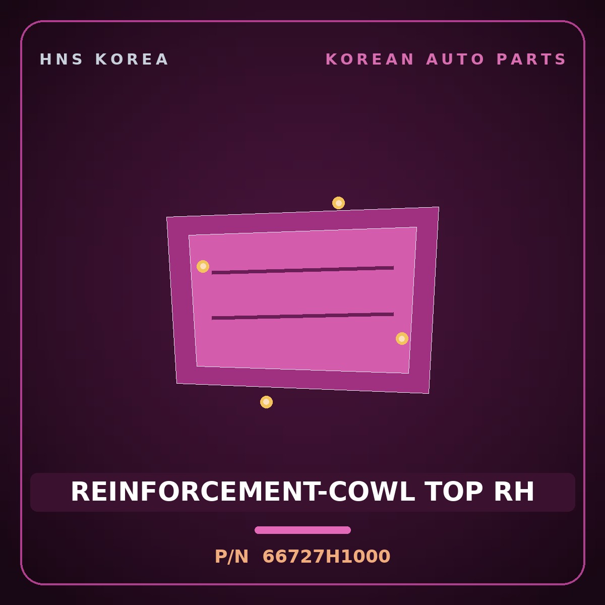 Genuine Mobis REINFORCEMENT-COWL TOP RH 66727H1000 for Terracan 2000 HNS Parts Korea