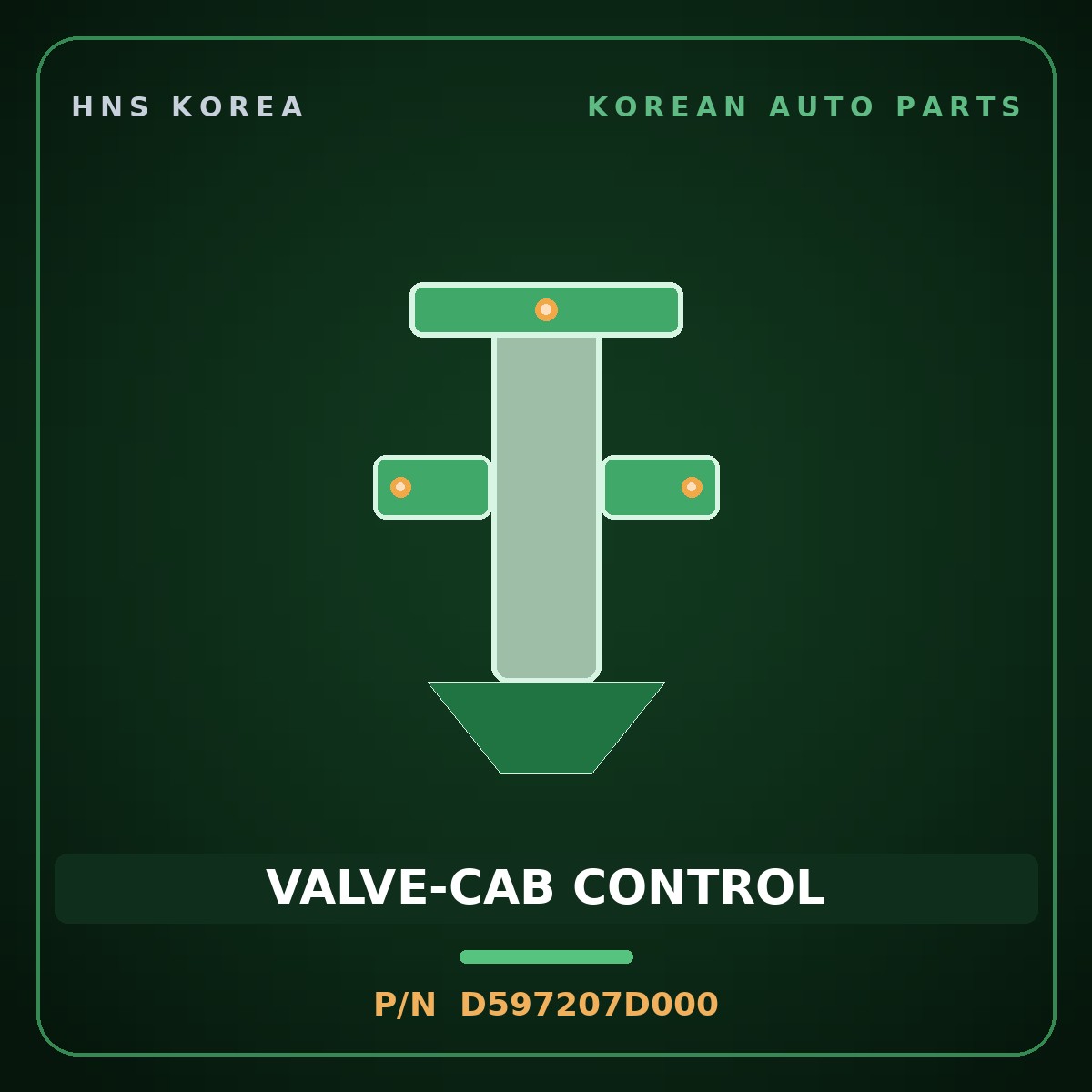 Genuine Mobis VALVE-CAB CONTROL D597207D000 for 11-Ton Truck 1997 HNS Parts Korea