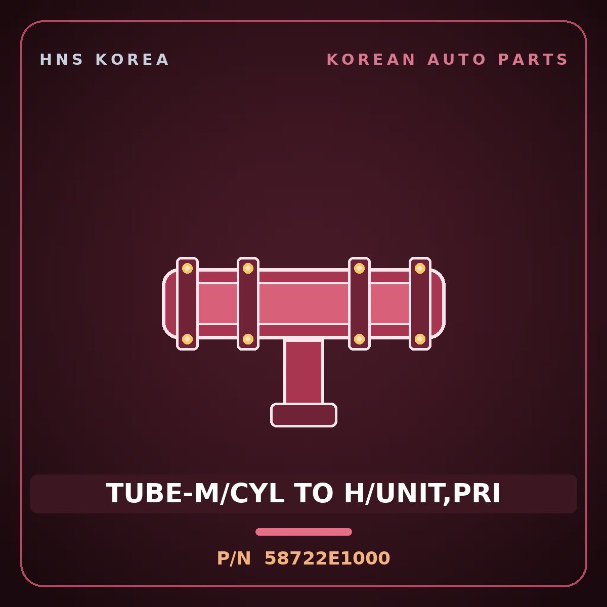 Genuine Mobis TUBE-M/CYL TO H/UNIT,PRI 58722E1000 for BlueOn 2011 HNS Parts Korea
