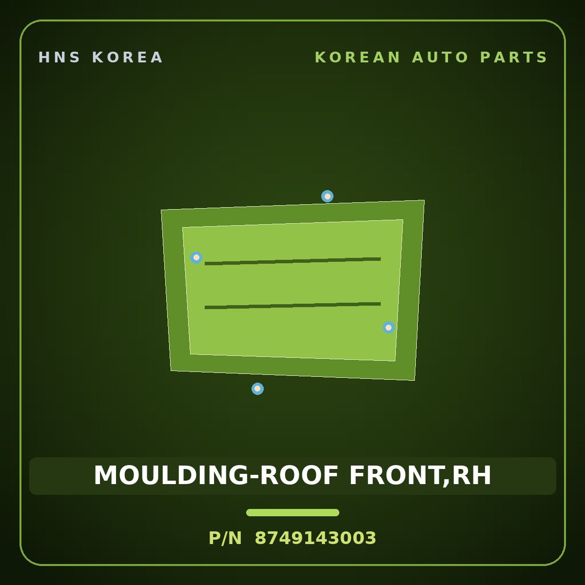 Genuine Mobis MOULDING-ROOF FRONT,RH 8749143003 for Grace 1995 HNS Parts Korea